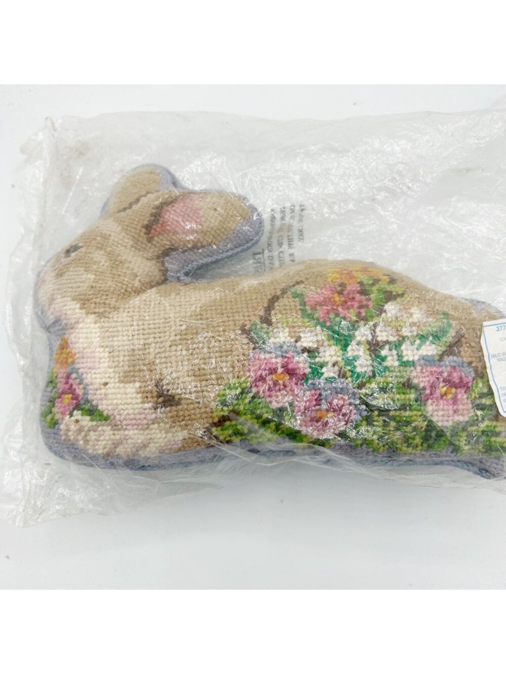 NEW Vintage Lillian Vernon Needlepoint Bunny Pillow 100% Wool
